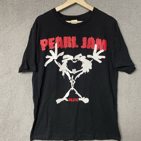 Anvil Other - Vintage Pearl Jam Alive T-Shirt Sz L Black Anvil Organic Cotton Double-Sided